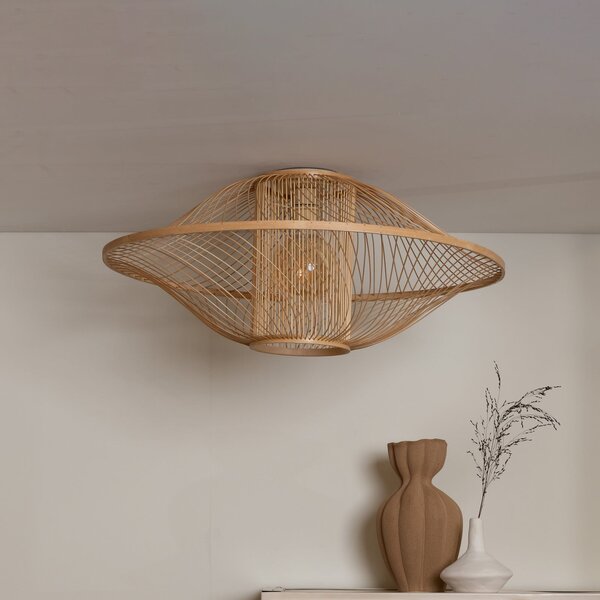 Good & Mojo GOOD MOJO Stropna lampa Maui, prirodna, Ø 70 cm, bambus, E27, prigušiva, Drvo, Dnevni boravak/blagovaonica, Bambus