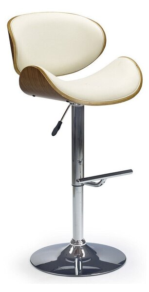 Polubarska stolica Houston 517Srebro, Krem, Orah, 93x53x51cm, Eko koža, Metalne, Prirodno drvo furnira