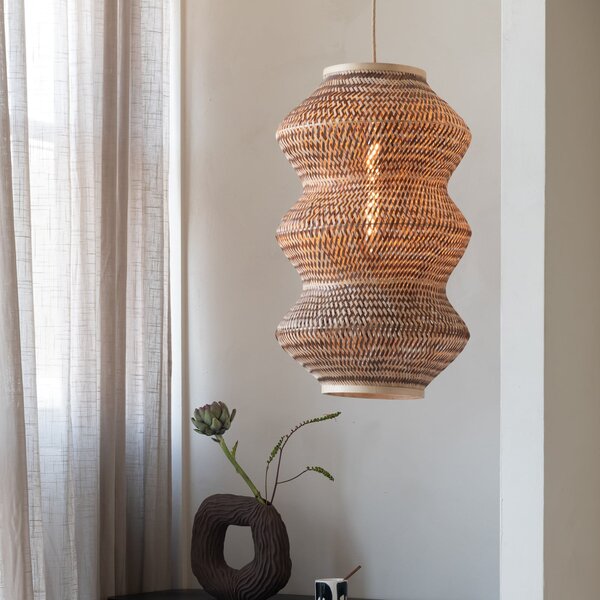 Good & Mojo GOOD MOJO viseća lampa Barbados, prirodna/smeđa, Ø 40 cm, E27, prigušiva, Drvo, Dnevni boravak/blagovaonica, Bambus