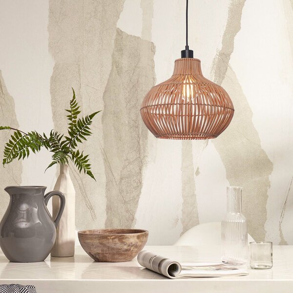 Good & Mojo GOOD MOJO Kalahari viseća lampa, Ø 32 cm, prirodna, ratan, E27, prigušiva, Drvo, Dnevni boravak/blagovaonica, Drvo
