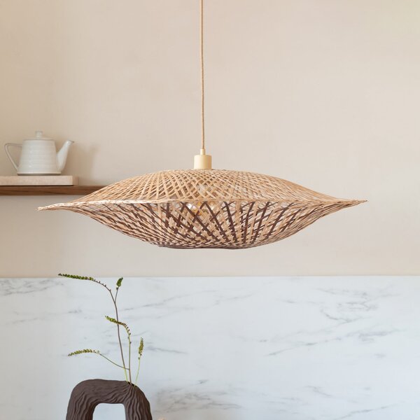 Good & Mojo GOOD MOJO Madura viseća lampa, Ø 60 cm, prirodna/smeđa, bambus, prigušiva, Drvo, Dnevni boravak/blagovaonica, Bambus