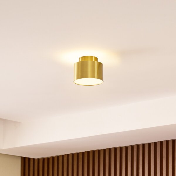 Lindby LED reflektor Nivoria, 11 x 9 cm, zlatne boje, metal, Zlato / mjed, Dnevni boravak/blagovaonica, Aluminij