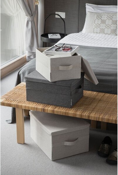 Bež tekstilna kutija za pohranu s poklopcem 35x26x19 cm Soft Storage – Bigso