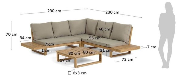 Smeđa vrtna garnitura za 5 osoba Flaviina – Kave Home