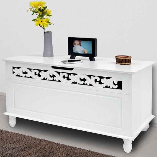 Drvena škrinja JERSEY, 80x40x48 cm, bijela Casaria