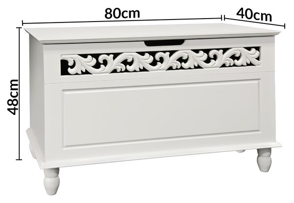Drvena škrinja JERSEY, 80x40x48 cm, bijela Casaria