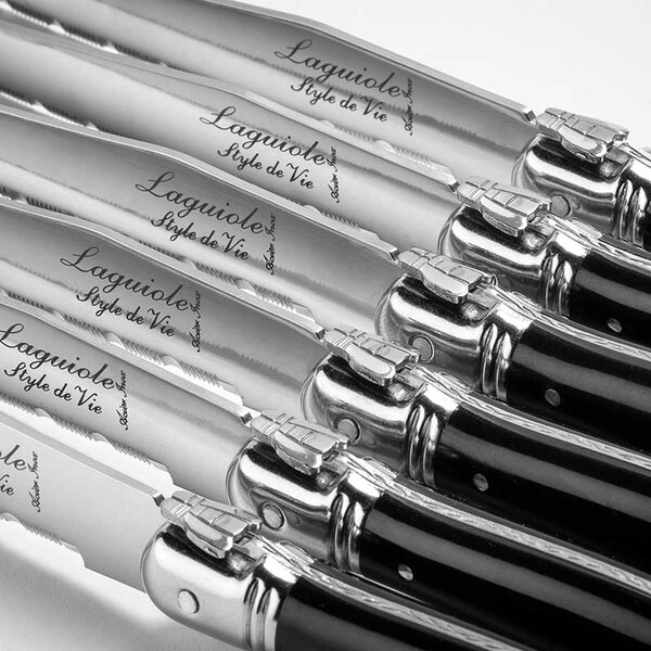 Laguiole PREMIUM LINE Set noževa za odreske sa postoljem - Black (6 kom)