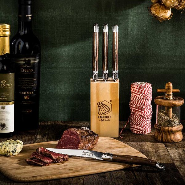 Laguiole PREMIUM LINE Set noževa za odreske sa postoljem - Dark wood (6 kom)