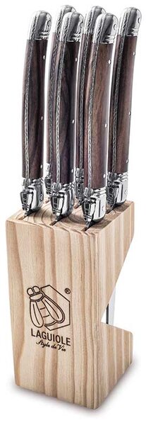 Laguiole PREMIUM LINE Set noževa za odreske sa postoljem - Dark wood (6 kom)