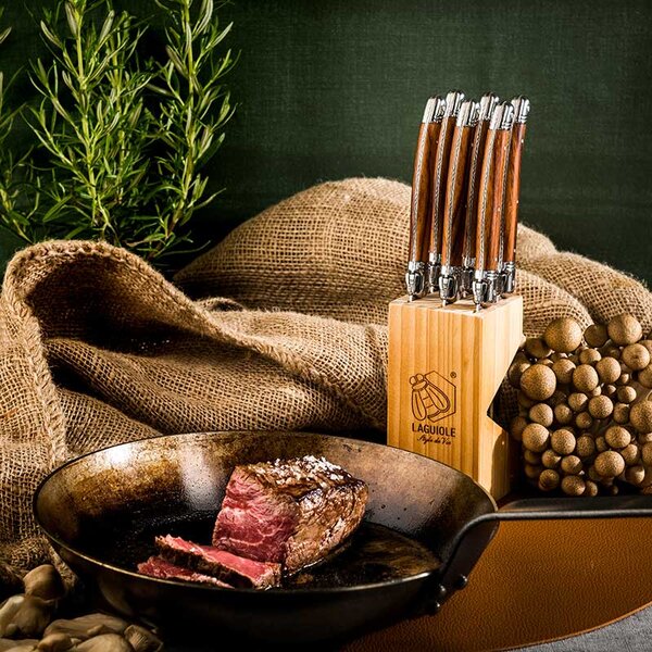 Laguiole PREMIUM LINE Set noževa za odreske s postoljem - Wood (6 komada)