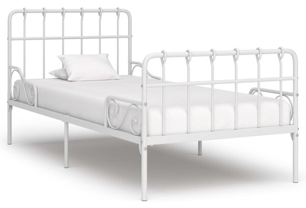 VidaXL Okvir za krevet s podnicama bijeli metalni 90 x 200 cm