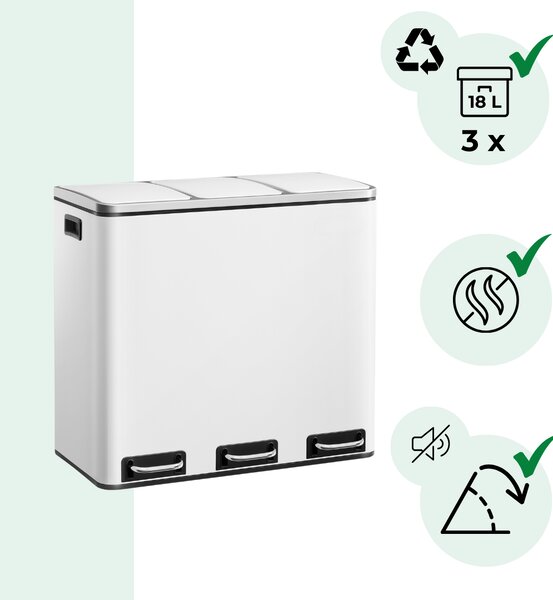 Kanta za odvajanje otpada SORT, 54 l (3x18 l) + vreće za otpad, bijela Jurhan