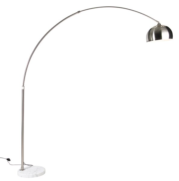 Podna lampa s lukom od čelika s bazom od bijelog mramora i sjenilom od čelika - Arc XXL