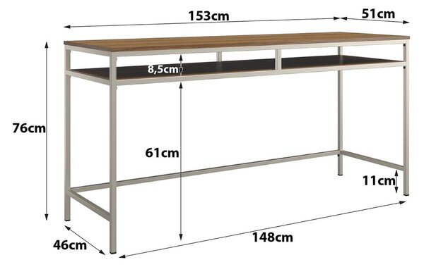 Radni stol s pločom stola u dekoru oraha 51x153 cm Bradford – Støraa