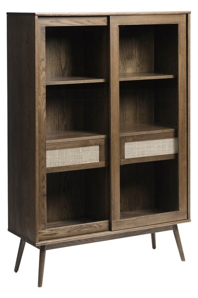 Tamno smeđa vitrina u dekoru hrasta s kliznim vratima 110x160 cm Barrali – Unique Furniture