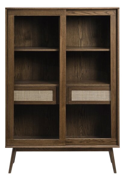 Tamno smeđa vitrina u dekoru hrasta s kliznim vratima 110x160 cm Barrali – Unique Furniture