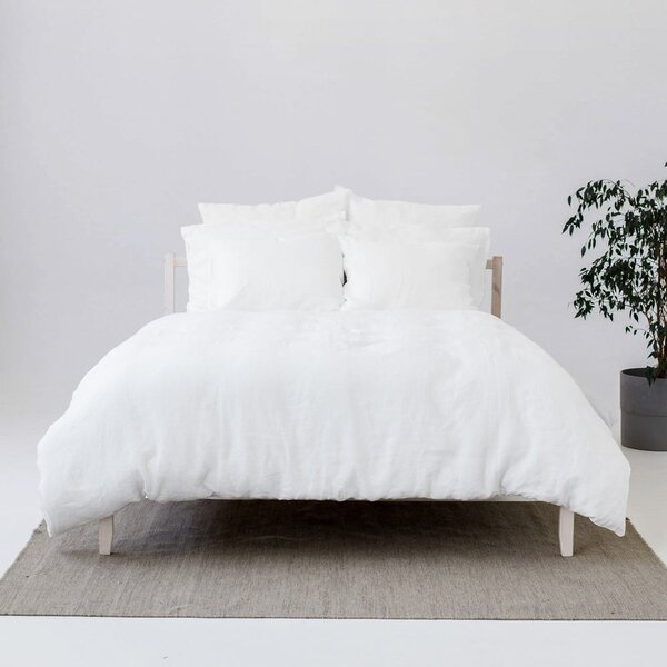 Bijela posteljina za bračni krevet/za produženi krevet od mješavine lana 240x220 cm – Linen Tales