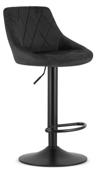 Crna barska stolica VELVET KAST s crnom nogom