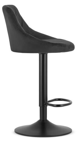 Crna barska stolica VELVET KAST s crnom nogom