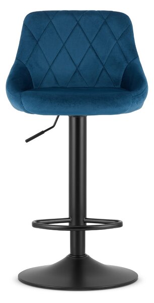 Plava barska stolica KAST VELVET s crnom nogom