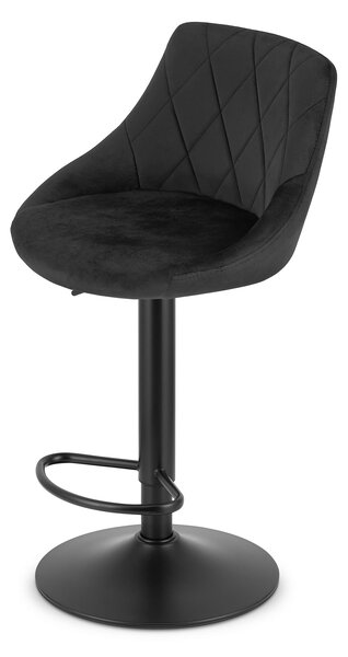 Crna barska stolica VELVET KAST s crnom nogom