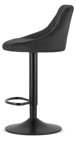 Crna barska stolica VELVET KAST s crnom nogom