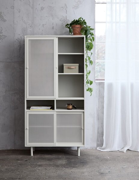 Sivi metalni ormarić s kliznim vratima 90x180x40 cm Veep – Unique Furniture
