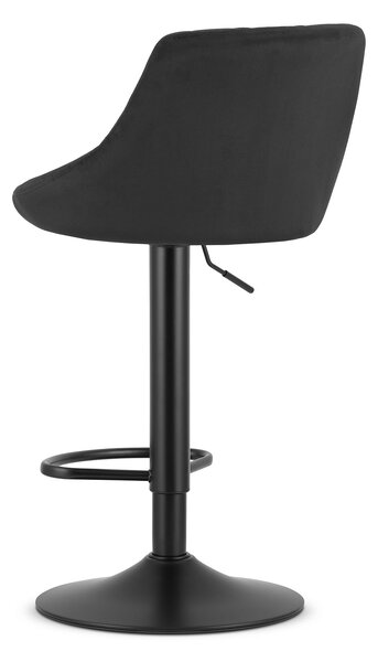 Crna barska stolica VELVET KAST s crnom nogom