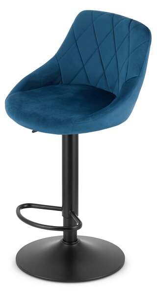 Plava barska stolica KAST VELVET s crnom nogom