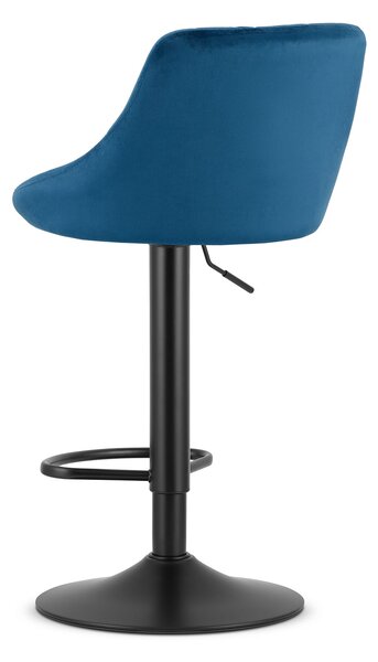 Plava barska stolica KAST VELVET s crnom nogom