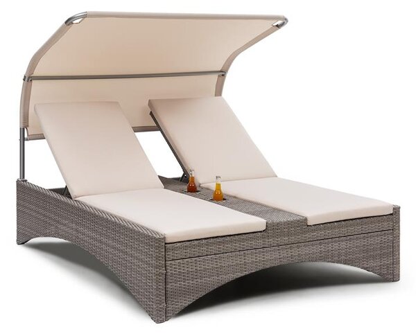 Blumfeldt Eremitage Double Lounger, ležaljka za plažu za 2 osobe, aluminij / ratan, tamnosiva
