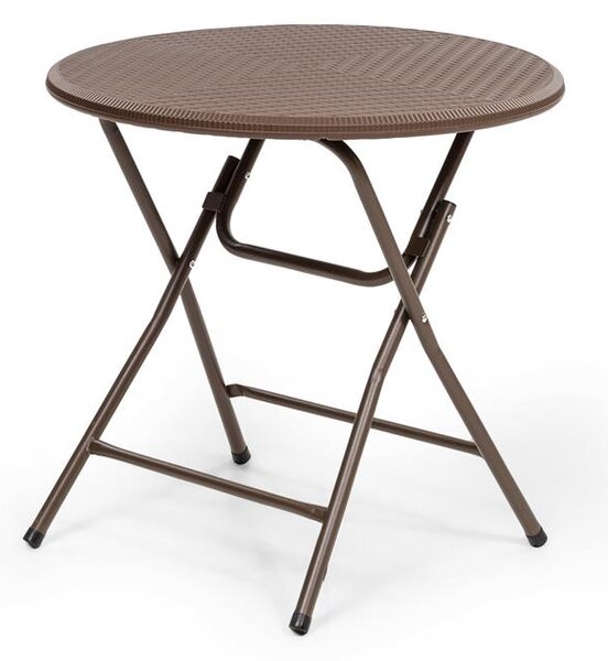 Blumfeldt Burgos Round, sklopivi stol, poliuretan, 80 cm Ø, 4 osobe, smeđi