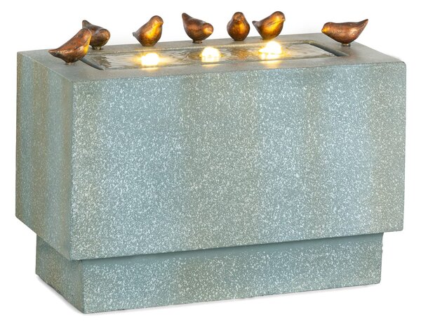 Blumfeldt Waterbirds, vrtna fontana, LED, 60 x 47 x 30 cm, cement, aluminij, siva