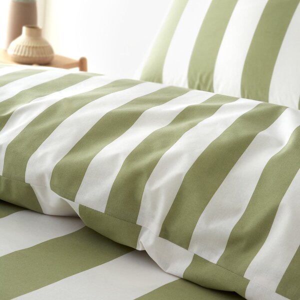 Zelena/krem posteljina za krevet za jednu osobu 135x200 cm Cove Stripe – Catherine Lansfield