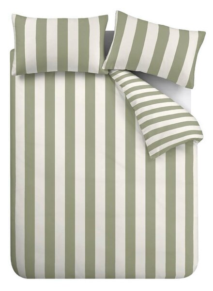 Zelena/krem posteljina za krevet za jednu osobu 135x200 cm Cove Stripe – Catherine Lansfield