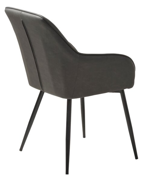 Tamno sive podstavljene blagovaonske stolice u setu s naslonima za ruke 2 kom Nolan Stripe – Unique Furniture