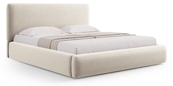 Bež tapecirani bračni krevet s prostorom za pohranu s podnicom 180x200 cm Colonel – Cosmopolitan Design