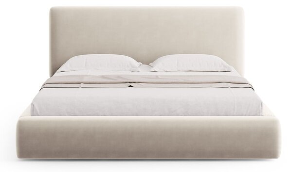 Bež tapecirani bračni krevet s prostorom za pohranu s podnicom 180x200 cm Colonel – Cosmopolitan Design
