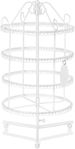 Kružni stalak za nakit bez postolja, metalni, bijeli
