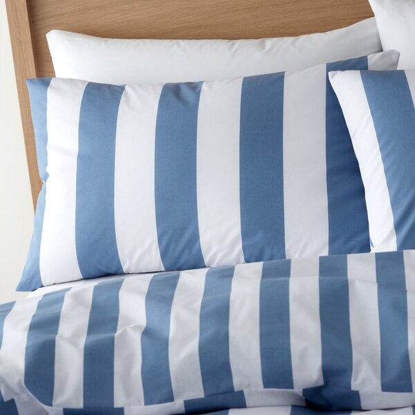 Bijela/plava posteljina za bračni krevet 200x200 cm Cove Stripe – Catherine Lansfield