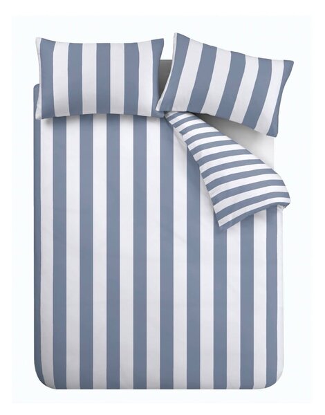 Bijela/plava posteljina za bračni krevet 200x200 cm Cove Stripe – Catherine Lansfield