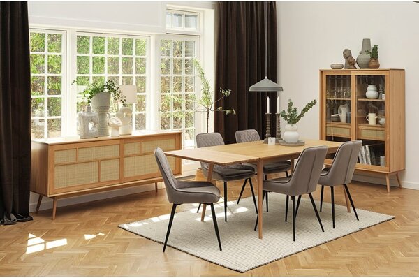 Niska komoda u dekoru hrasta s kliznim vratima u prirodnoj boji 180x80 cm Barrali – Unique Furniture