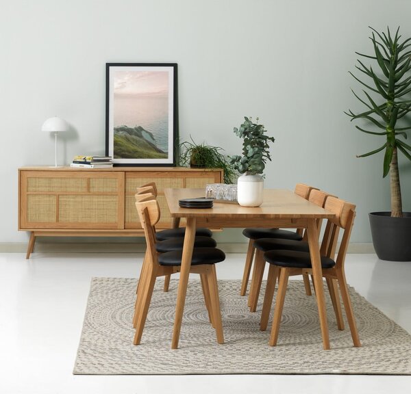 Niska komoda u dekoru hrasta s kliznim vratima u prirodnoj boji 180x80 cm Barrali – Unique Furniture