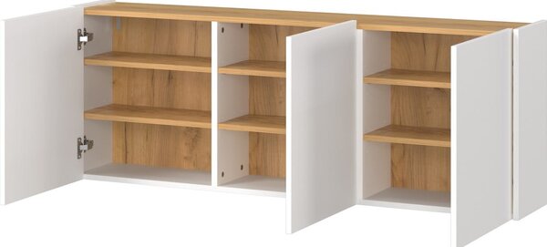 Bijeli viseći ormarić u dekoru hrasta 138x52x25 cm Libbiano – Germania