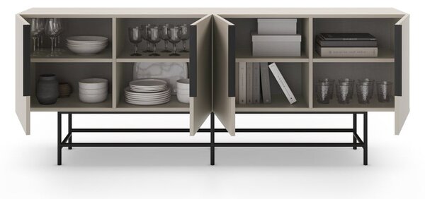 Krem niska komoda 200x77,5 cm Eldia – Marckeric