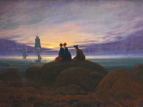 Reprodukcija umjetnosti Moonrise over the Sea (Sunset / Moonlight / Sunrise Etc.) - Caspar David Friedrich, (40 x 30 cm)