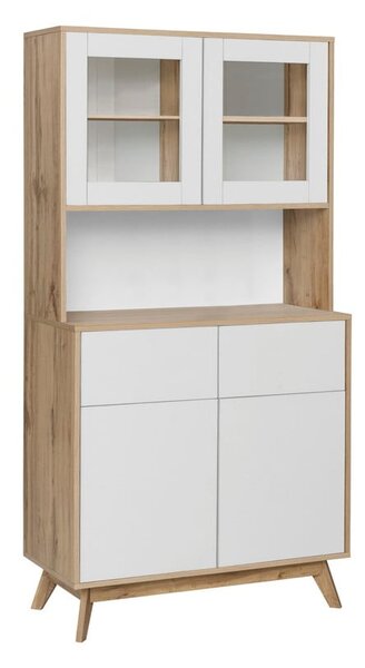 Bijela/u prirodnoj boji vitrina u dekoru hrasta 84x165 cm Skandi – Støraa