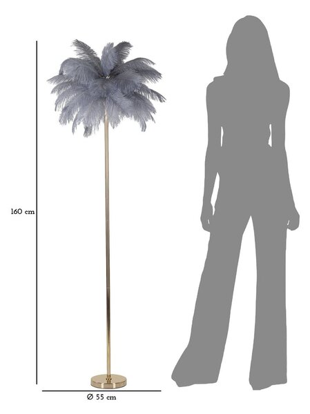 Siva/u zlatnoj boji stojeća svjetiljka (visina 160 cm) Palm – Mauro Ferretti