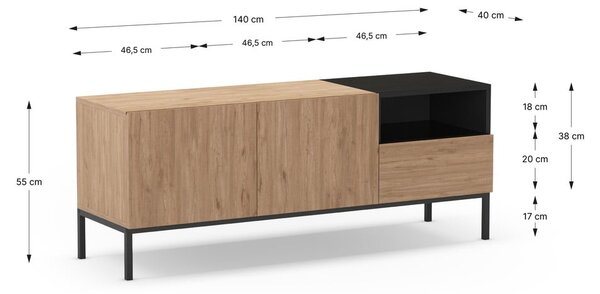 TV komoda u prirodnoj boji 140x55 cm Cailin – Marckeric