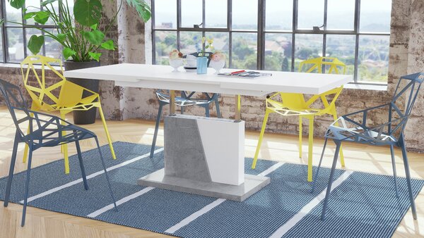 Mazzoni GRAND NOIR bijela / beton, stolić za kavu, sklopivi, podignuti